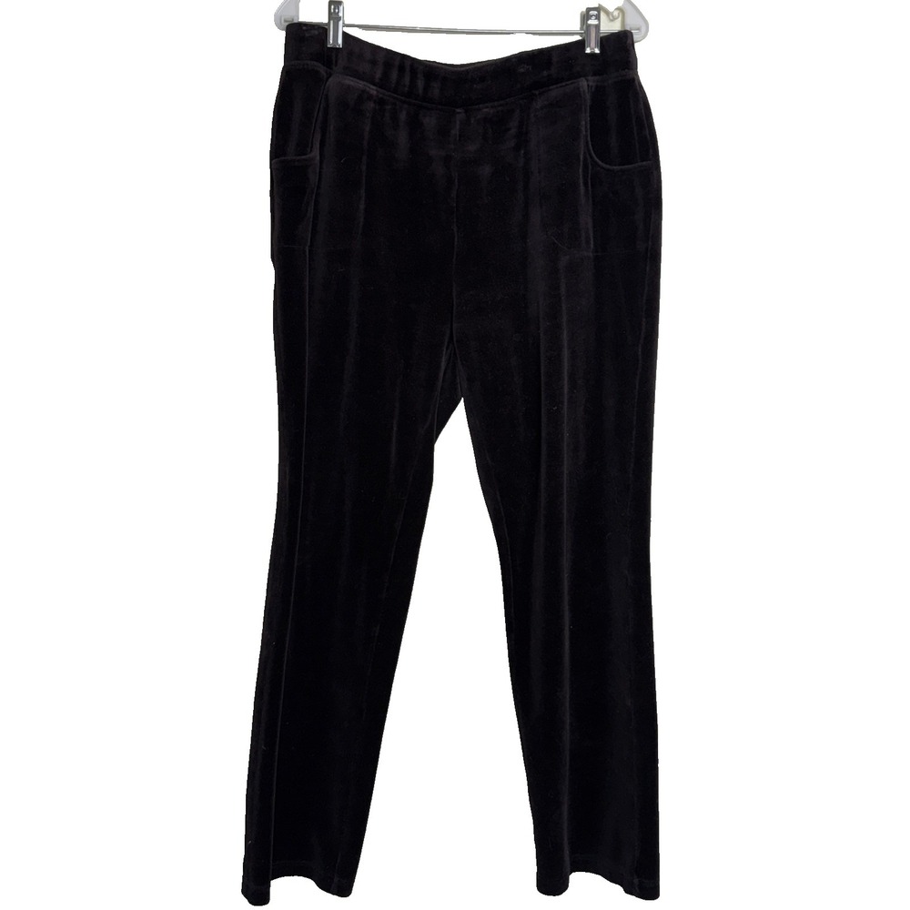 Zenergy by Chicos Pants Set of 2 Dark Brown Black & Purple Velour Size 1 M